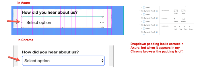 Dropdown Padding Gets Lost When Previewed In Browser Axure Rp 9
